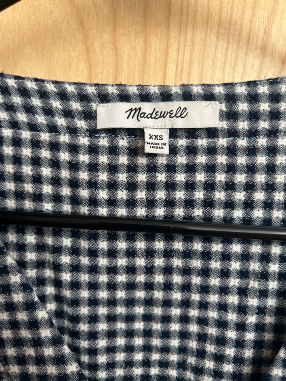 Madewell Navy & White Gingham Button-Front Tiered Dress - Picture 3 of 5